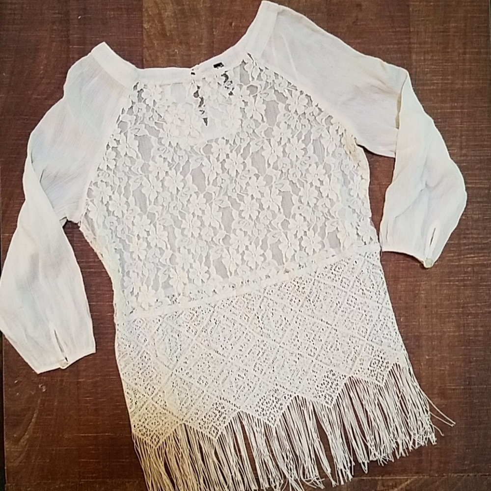 Free People White Lace Blouse